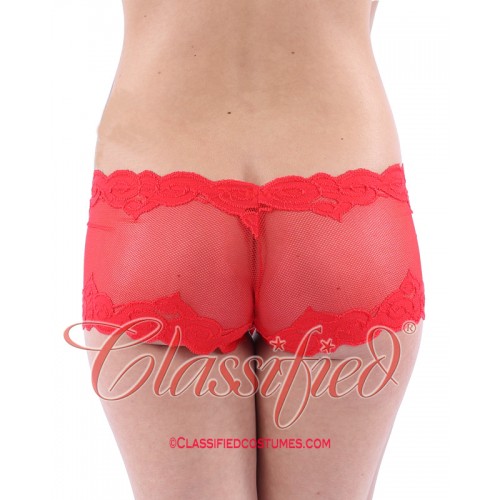 Lace Boy Shorts Red Medium - Image 2